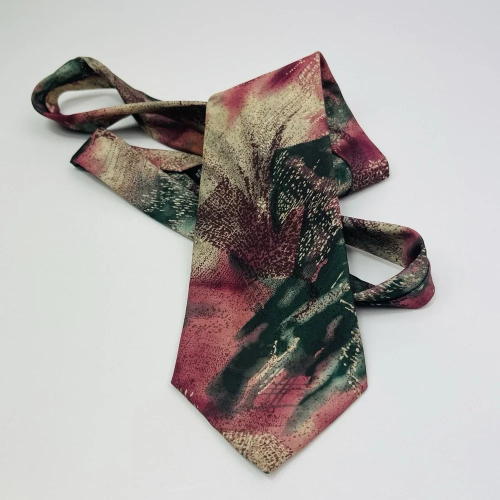 Vintage Principe‎ Tie Waterfloral Watercolor Floral Abstract Polyester 3.5